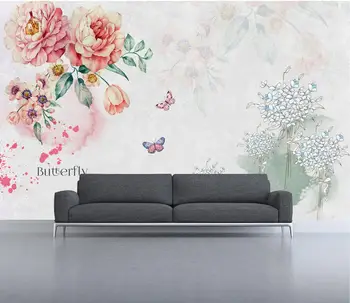 

CJSIR Custom Wallpaper Home Decor Mural Retro Hand-painted Watercolor Floral TV Painting Background Wall Murals 3d Wallpaper