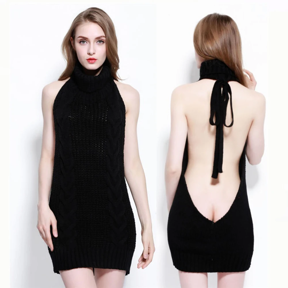 Stylish Korean Off Shoulder Knitting Women Sweater - Fashionable Virgin Killer Design, Turtleneck, Backless, Sexy Pullovers for Women - Stay Warm and Cozy image 3