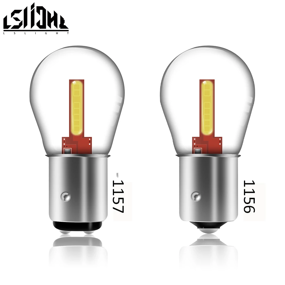 TSlight 2 шт. 1156 LED 1157 COB 18SMD автомобильная лампа заднего тормоза DRL задний Стоп фонарь