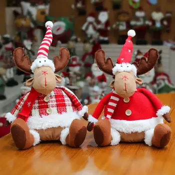 

Christmas Decorations Sitting Ornament Table Fireplace Decor Cartoon Reindeer Doll