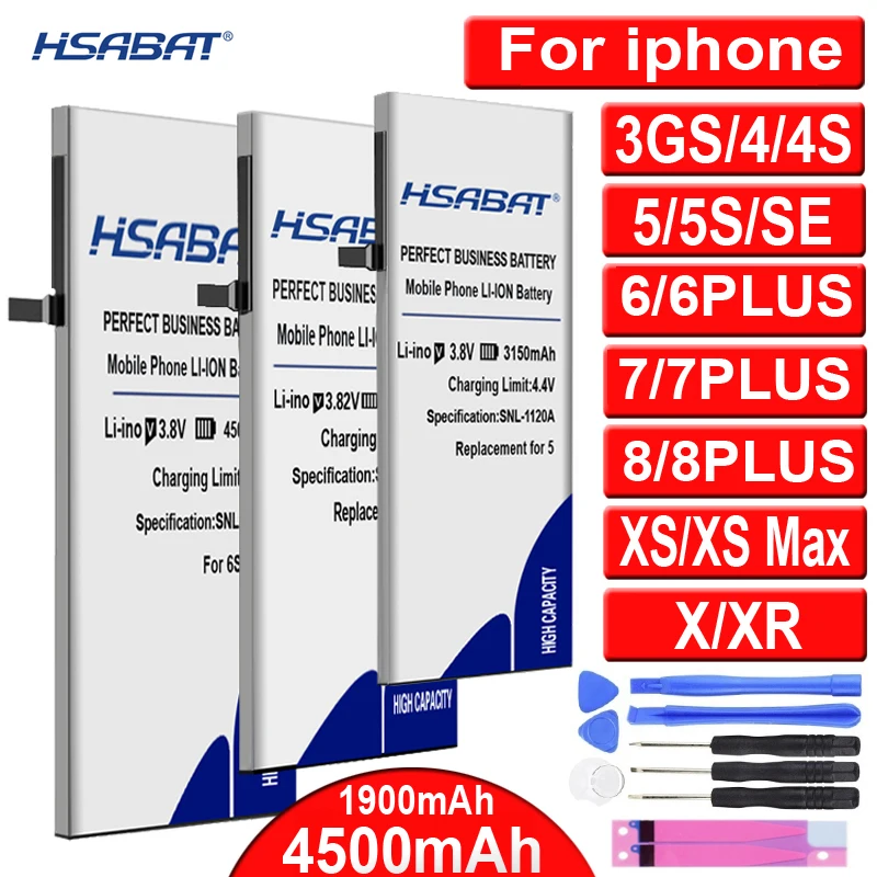 Новинка 100% аккумулятор HSABAT для iPhone X XS XR 3GS SE 4 детской модели 5C 6 6S 7 7S 8 8S iphone plus/7 Plus/8