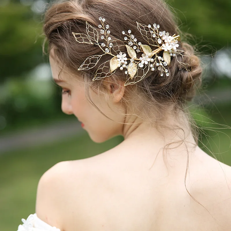 

J6155 NPASON Bride Headwear Hairpin Manual Weave New Reticular Ornaments Wedding Edge Clamp Hair Decorate Design