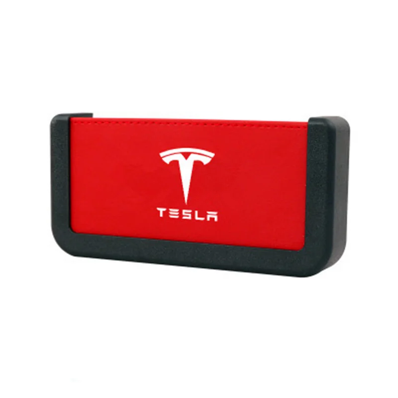 Car Armrest box storage box auto door stick organizer bag porket for Tesla MODEL S MODEL X MODEL 3 - Название цвета: Красный