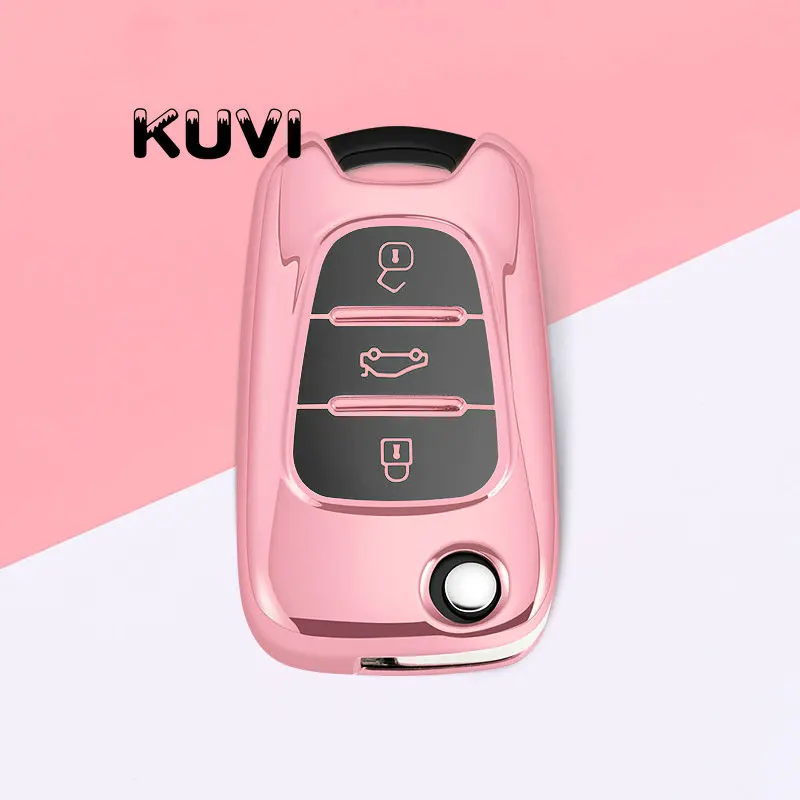Розовый Автомобиль дистанционного Управление корпус-брелок для ключей Крышка для hyundai I30 IX35 акцент I20 Sonata для Kia K2 K5 Sportage L811 Sorento чехол для ключей - Название цвета: Розовый