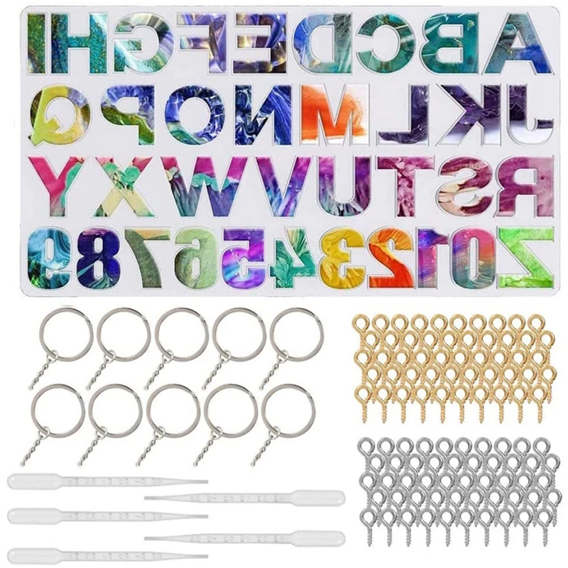 

1 Set Crystal Epoxy Resin Mold Alphabet Letter Number Keychain Pendant Casting Silicone Mould DIY Crafts Jewelry Making Tools