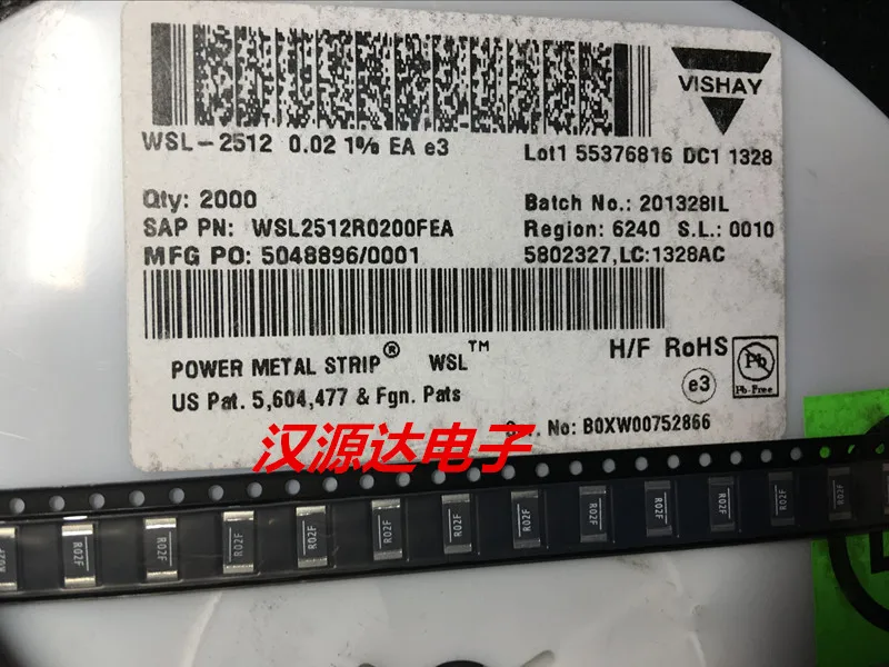 20 шт./лот SMD сопротивление сплава 2512 R02F 0.02R 1% 75PPM 1W WSL2512R0200FEA 100% новый и оригинальный |