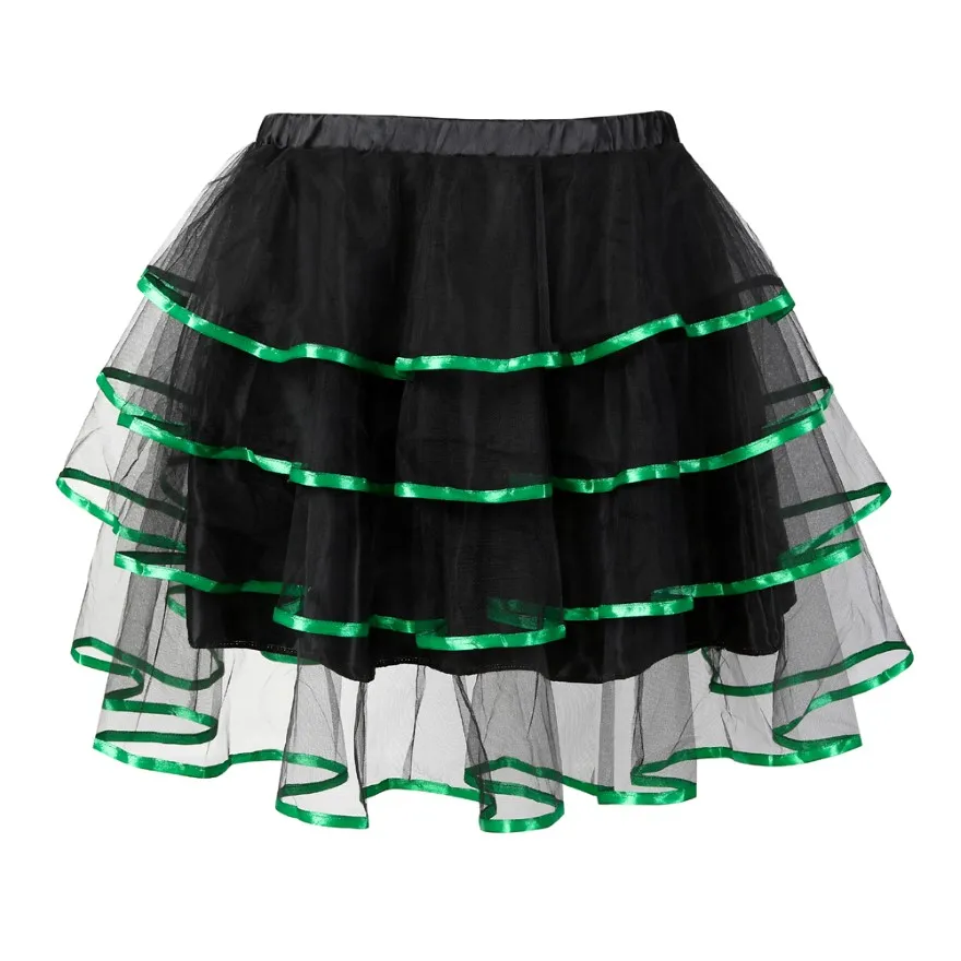 Women Sexy Mini Tutu Skirt Multilayer Mesh/Tulle/Lace/Floral Decoration Mini Pleated Skirts Fashion Dance Skirt Plus Size S-6XL