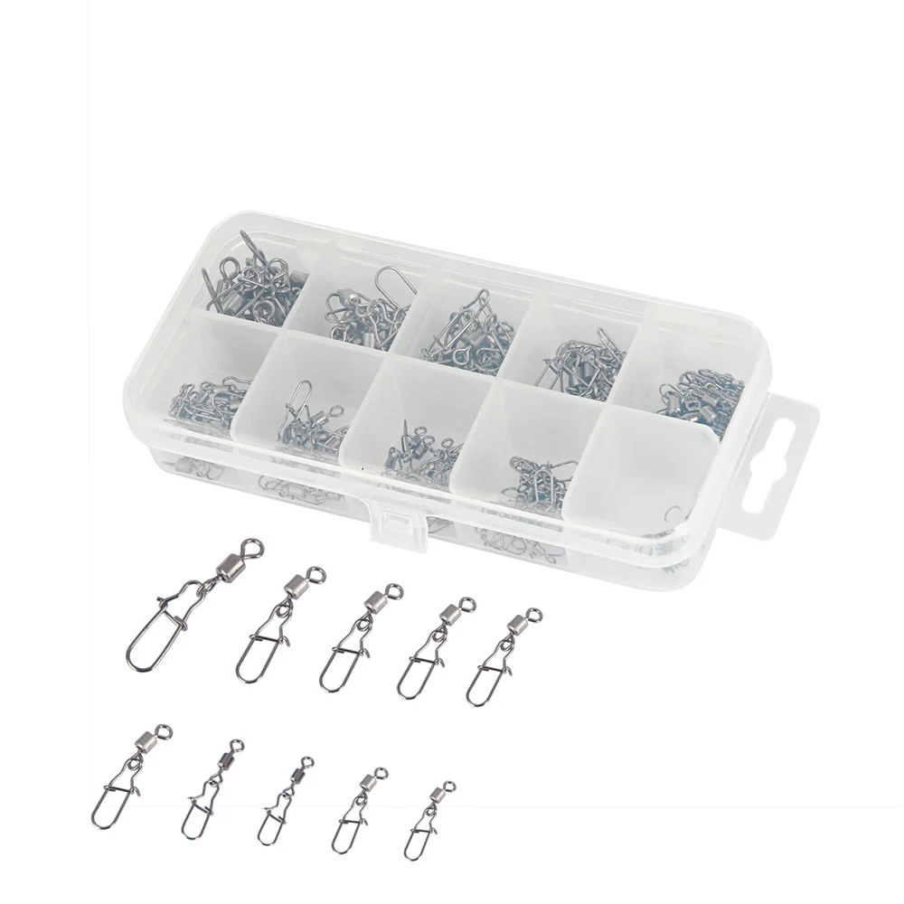 100pcs/set1# 2# 3# 4# 6# 7# 8# 10# 12#High Carbon Steel Fishing Connector Bearing Rolling Swivel Enhanced Pin Lure Tackle