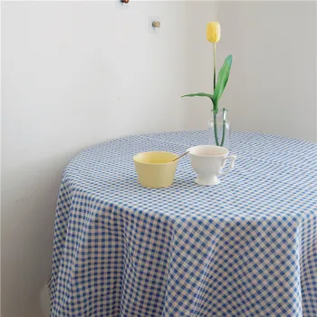 

Korean Blue Plain Tablecloth Home Decor Wall Tapestry Picnic Mat Kitchen Cotton Cover