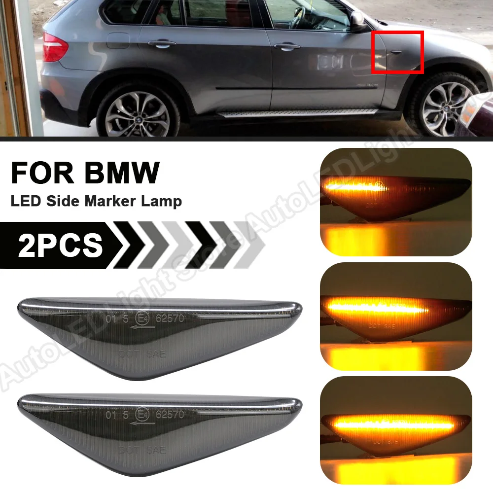 

2Pcs For BMW X3 F25 X5 E70 LCI X6 E71 X6 E72 Hybrid Dynamic Flowing LED Side Marker Turn signal Light Lamp OEM#63137171007