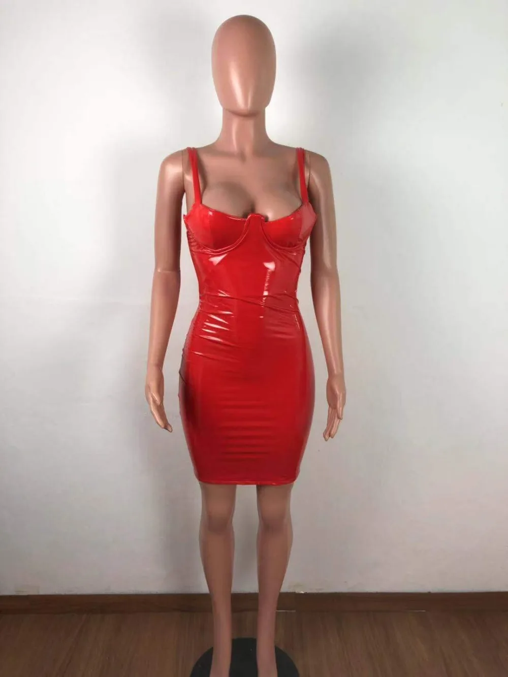 JRRY женское платье из искусственной кожи на молнии платье из искусственной кожи эластичное платье-футляр мини-платье из искусственной кожи на тонких бретелях