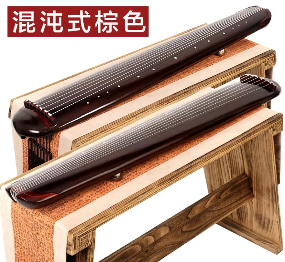 HunDun Brown SevenAngel китайский Fuxi HunDun Guqin 7 струн старая пауловния древний зитер для начинающих Практика Guqin ручной работы музыкальный - Цвет: HunDun Brown