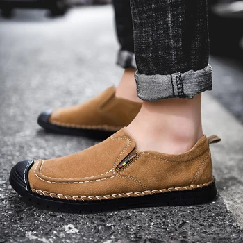 

2020 summer new leather shoes men's leather casual wild brown leather shoes men's soft bottom lazy one pedal shoes men's tide