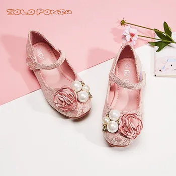 

White Pink Kids Toddler Flower Children Girls Wedding Party Dress Princess Leather Shoes For Teens Girls Dance Shoes New 8889-48