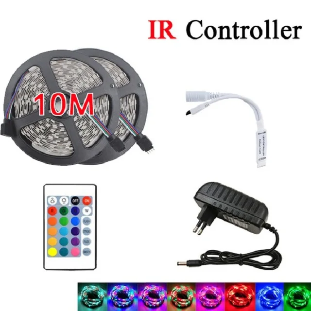 10m RGB-IR Control RGB Светодиодная лента светильник SMD 2835 5 м Водонепроницаемая RGB лента 12В лента Диодная Светодиодная лента s светильник Гибкая полоса лампа ИК wifi контроллер - Испускаемый цвет: 10m RGB-IR Control