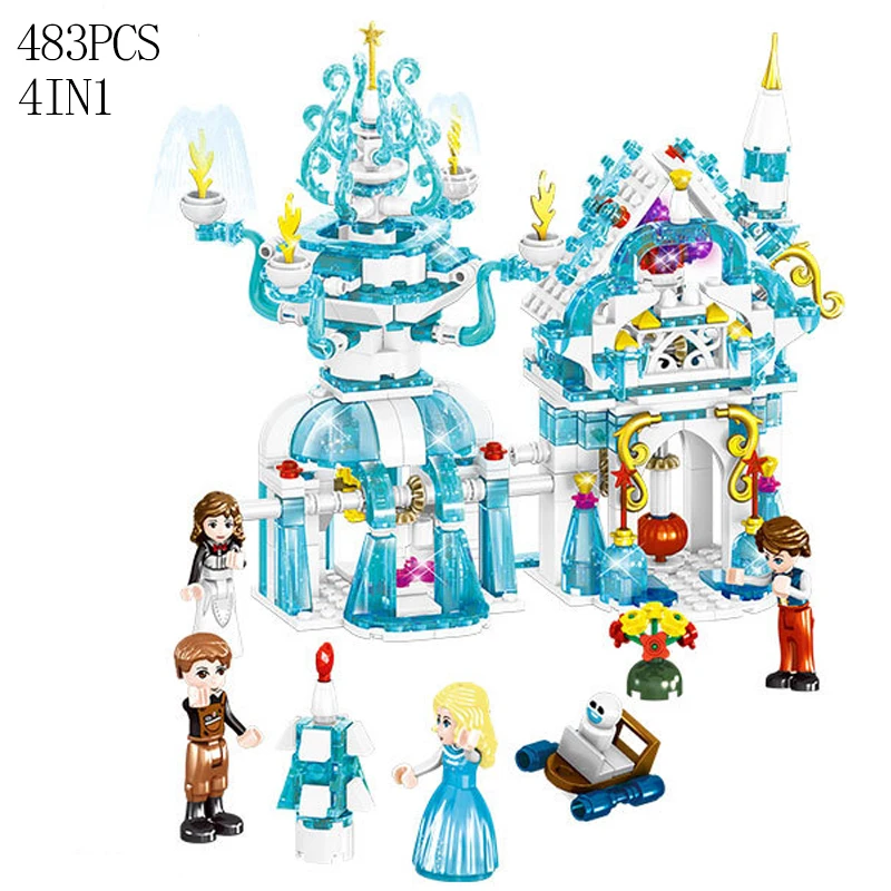 

New Disney Frozen Princess Windsor Castle Model Blocks Friend Carriage Figures Educational Toys House Brick Girl Children
