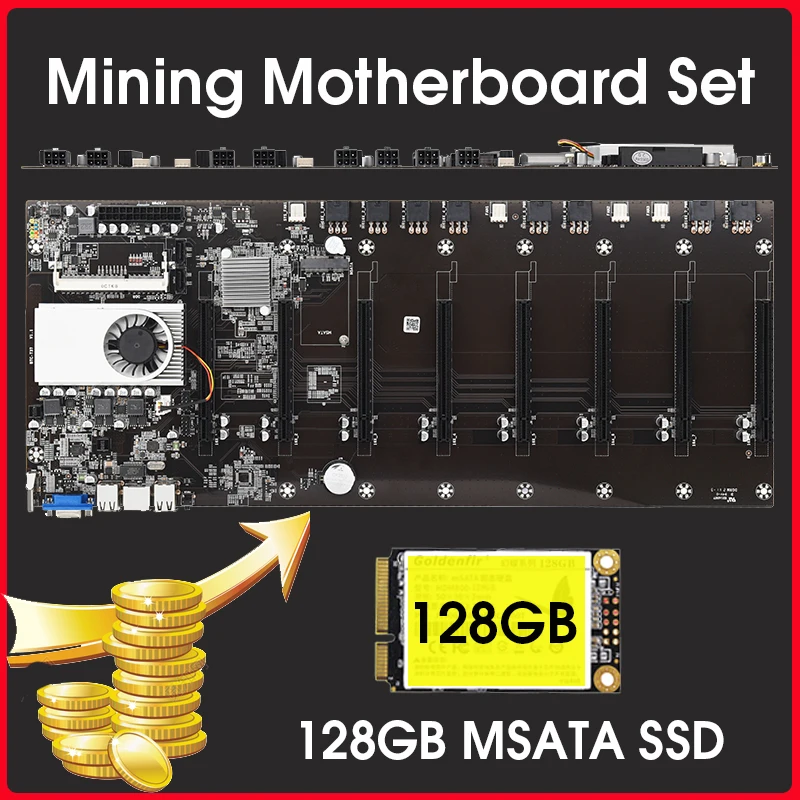 BTC T37 Riserless mining motherboard 8 GPU Bitcoin Crypto Etherum