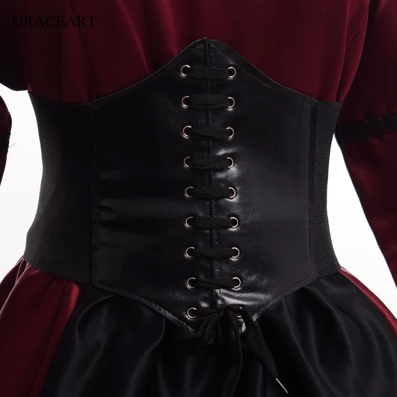 Vintage Women Civil War Bowknot Corset Dress With Crinoline Medieval Costume