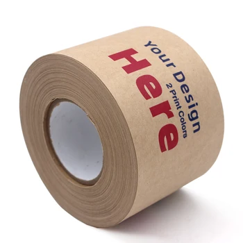 

2Rolls 60mmX90m Custom Printed Standard Gummed Paper Tape For Packaging Water Activated Wood Pulp100GMS