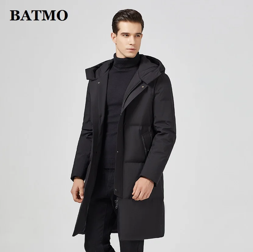 BATMO зима 90% белый утиный пух с капюшоном куртки мужские, мужские зимние куртки с капюшоном, теплое пальто, большие размеры 812