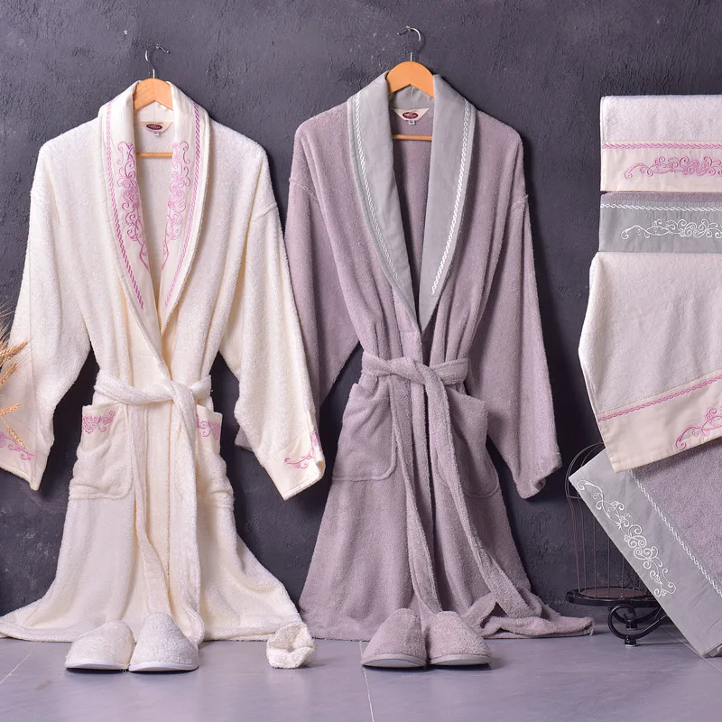 

Cotton Pajamas Bathrobe Set Nightgown Processing Turkey Style Bathrobe Embroidery Women's Nightgowns & Sleepshirts Thick