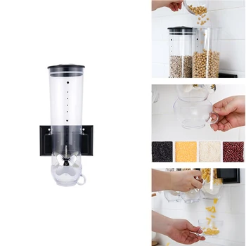 

Wall Hanging Sealed Cereal Tank Kitchen Dried Fruit Snack Storage Can Bean Rice Container Food Dispenser Glass Jar With valve