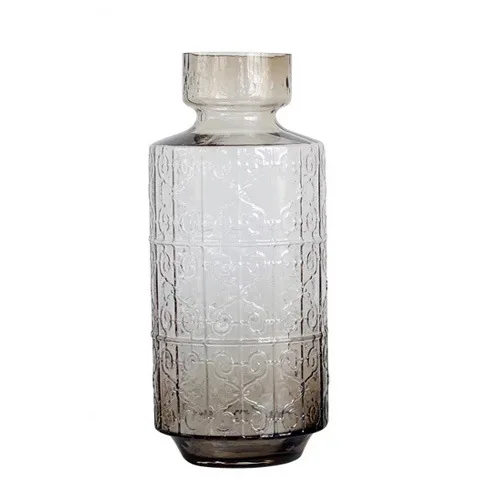 as the picture shows Direct sales new style rural style blue creative embossed glass hydroponic Madrid vase personality home decoration ornaments - Цвет: as the picture shows