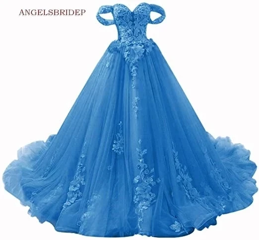 

ANGELSBRIDEP милое платье Quinceanera Роскошные платья с открытыми плечами ручной работы Цветы Тюль сладкий 16 принцессы вечерние платья на день рождения