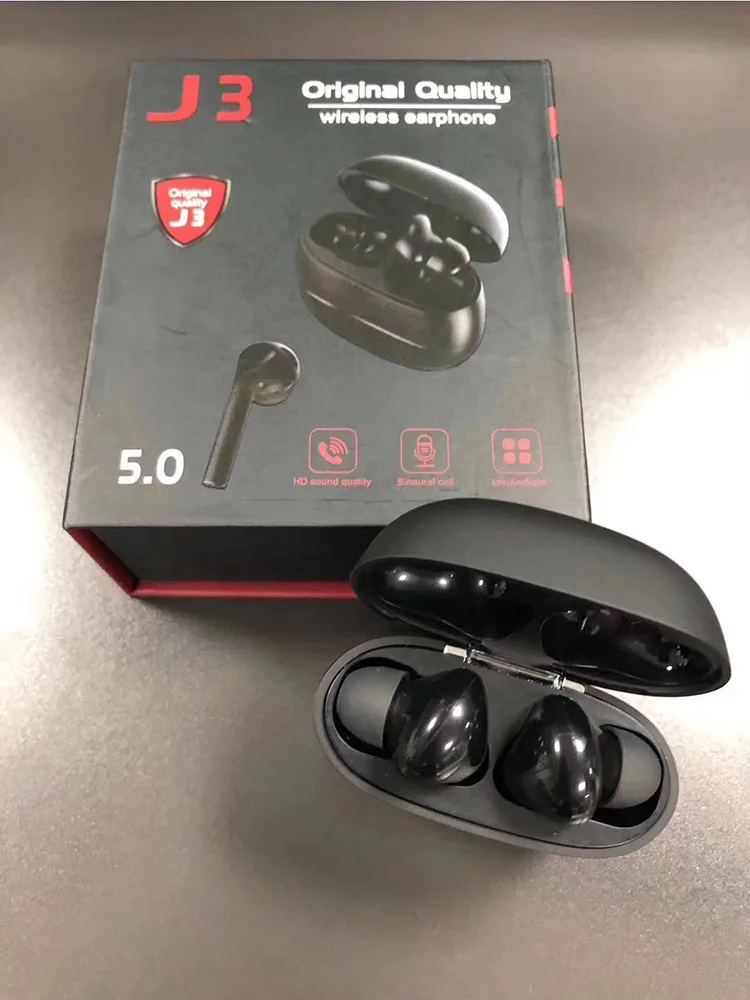 Tws J3 Наушники Беспроводные Bluetooth 5,0 наушники мини наушники с микрофоном зарядная коробка спортивная Гарнитура для смартфона всплывающее окно