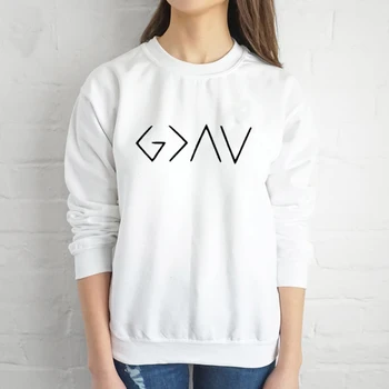 

God Is Greater Than The Highs and Lows Women Sweatshirt Full Sleeve Hoodie Female Jesus Tops Christian Pullover Drop Shipping