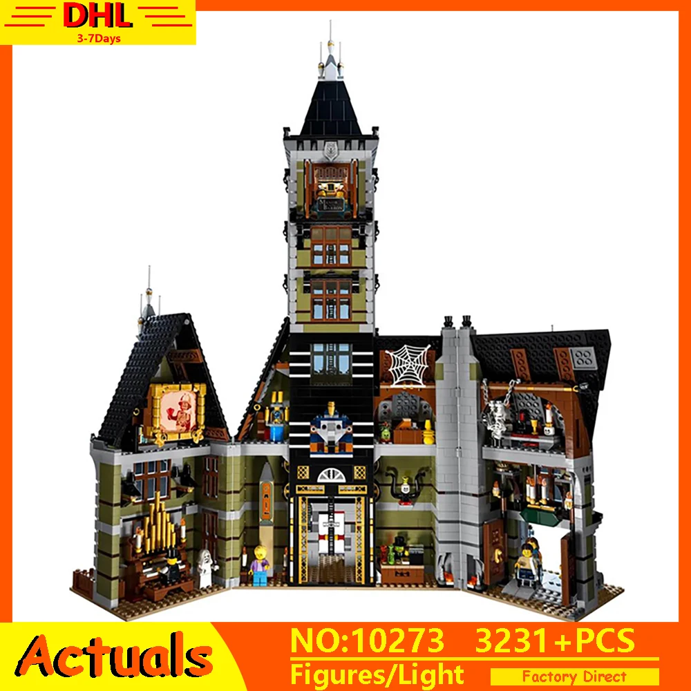 

IN STOCK 10273 Fairground Ghost House Collection Haunted Castle House Model Building Blocks Bricks Compatible LEGOED 75827 Toys
