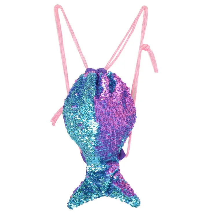 

Mermaid Tail Sequins Flamingo Pattern Storage Bag Women Men Drawstring Travel Beach Backpack Bag FL02