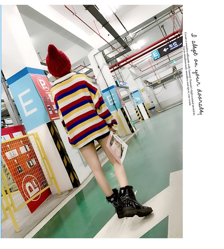 Новые зимние сапоги г. Женская зимняя новая плюшевая хлопковая обувь красные короткие сапоги с сеткой утепленная хлопковая обувь на толстой подошве средней длины