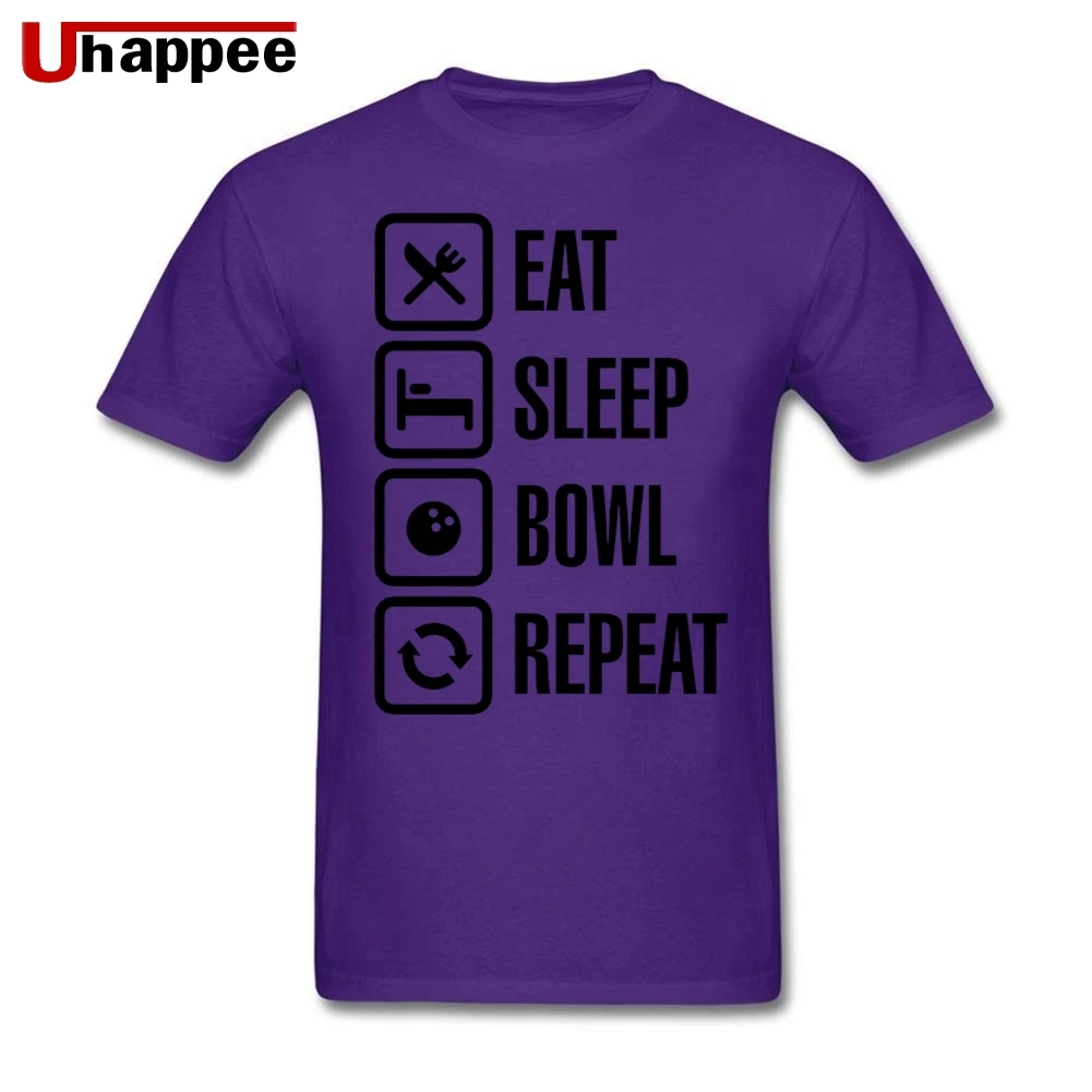 Eat sleep bowl Повторите Боулинг человек элегантный тройник короткий рукав пользовательский дизайнер teesharts молодой мальчик XXL Размер - Цвет: Фиолетовый