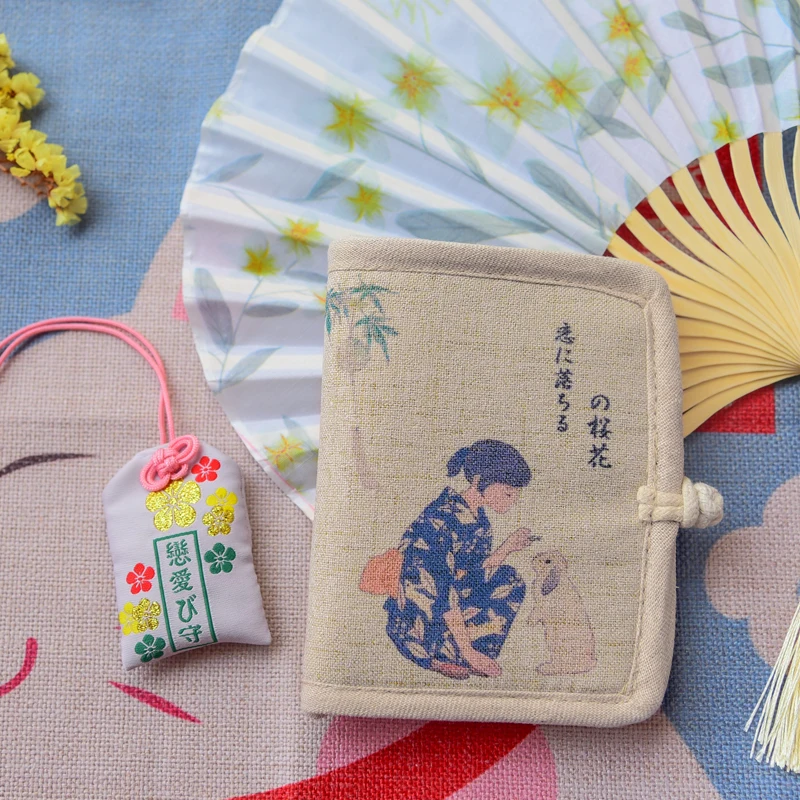 Kimono girl Японский кошелек Hefeng ручной работы женский короткий складной хлопковый и пеньковый Ретро маленький свежий диск кнопка маленький кошелек сумка - Цвет: Kimono girl