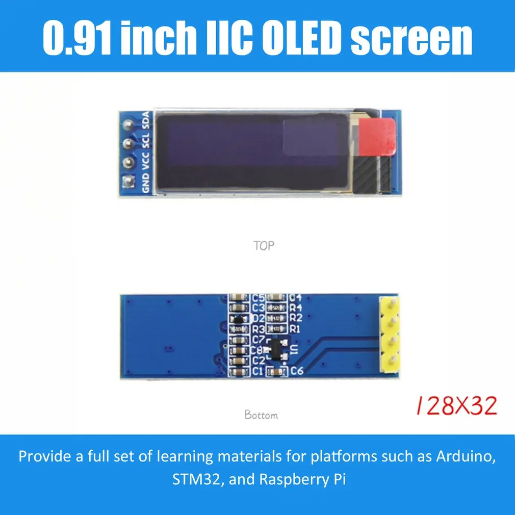 

1PCS Great IT 0.91 inch OLED module 0.91" white blue OLED 128X32 OLED LCD LED Display module 0.91" IIC Communicate