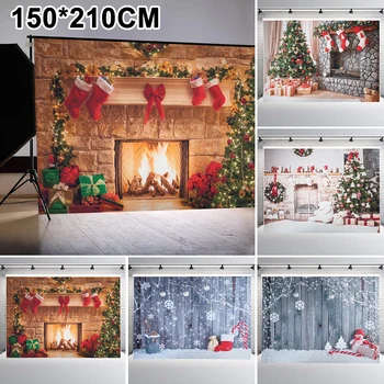 

Christmas Decoration for Home 210cm Christmas Party Backdrop Curtains Xmas Tree Print Decor Wall Carpet Baby Photo Background