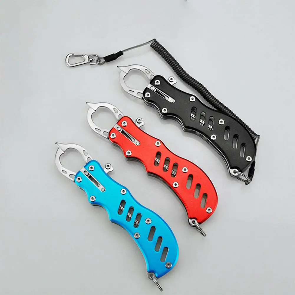 

HiMISS 12CM Metal Fish Lip Grip Fishing Gripper Steel Spinning Plier Clip Catcher Holder Multi-function Fish Control Device