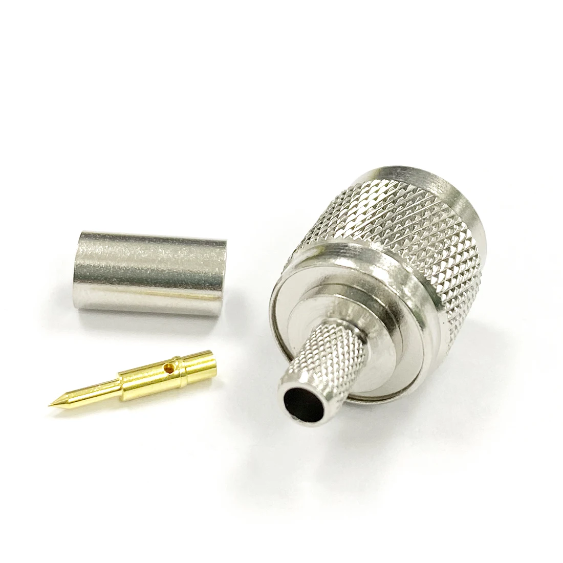 1pc TNC  Male Plug  RF Coax Convertor Connector  Crimp  RG58 RG142 RG400 LMR195  Cable Straight   Nickelplated  NEW  Wholesale 1pc n type male plug rf coax connector solder for semi flexible cable rg405 straight nickelplated new welding terminal