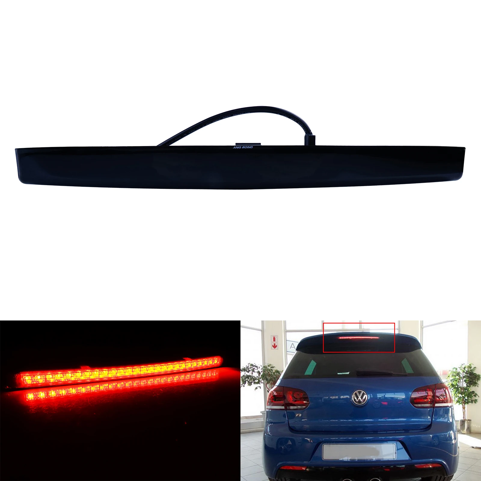 ANGRONG Black Lens LED High Level Brake Stop Light Lamp For VW Golf MK5