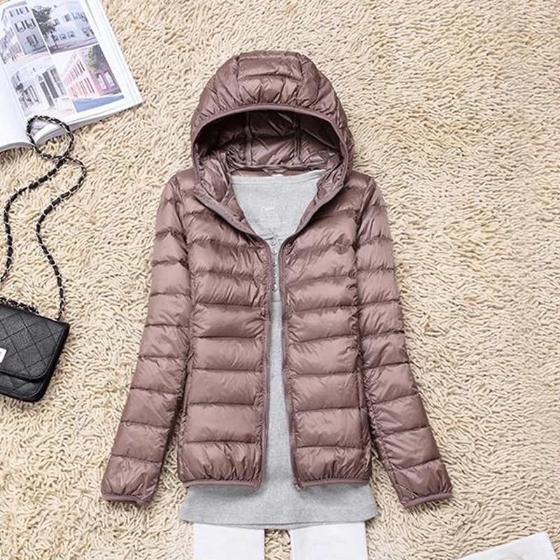 

Spring and Autumn New Boutique Fashion High-end Brand Ultra-light Ultra-thin Ladies Casual Solid Color Casual Hooded Down Jacket