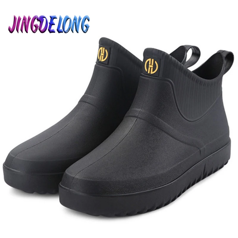 Mens Boots Waterproof Mens Rain Boots Classic Mens Ankle Work Boots Outdoor Non-slip Boots Short Mens Fishing Water Shoes