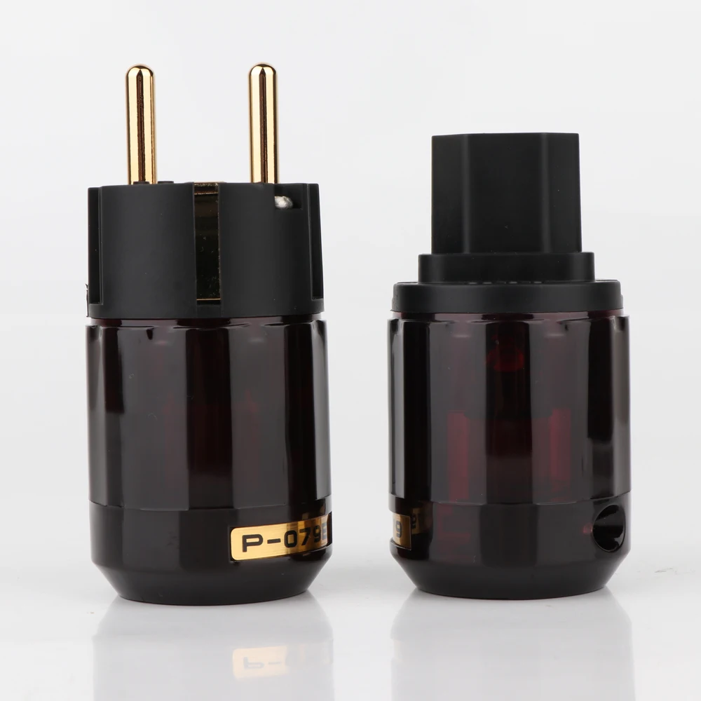 Power Cable Power Cord Power Plug Connector 24k Gold-Plated EU Power Plug ac power cord plugs 24k Gold-Plated Hi End Pair P-079E+C079