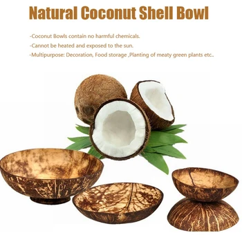 

Natural Coconut Bowl Fruit Salad Noodle Rice Bowl Handicraft Decoration Wooden Coconut Shell Bowl