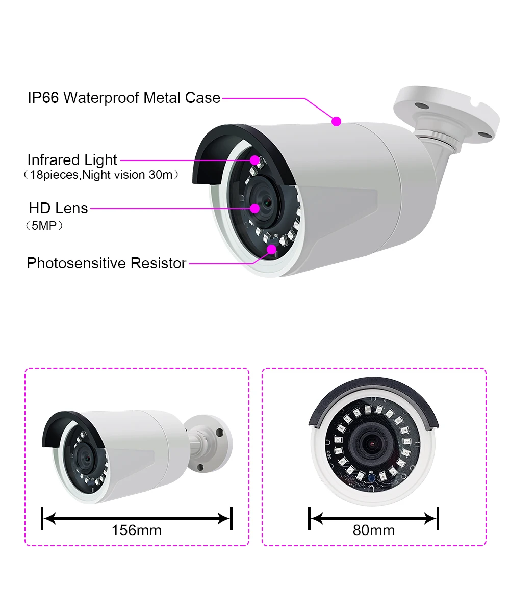 2ch 5MP AHD комплекты системы видеонаблюдения CCTV безопасности Гибридный DVR наружная металлическая пуля AHD камера видеонаблюдения P2P XMEYE 5MP комплекты