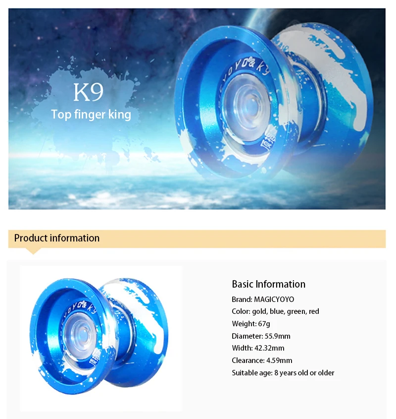 Серия MAGICYOYO K9, Металлические Йо-Йо, профессиональные соревнования, Детские Классические игрушки, подарок на день рождения