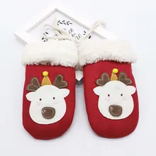 Рождественские милые вязаные перчатки для девочек; зимние милые варежки с рисунком; теплые перчатки с ворсом; перчатки для детей#15