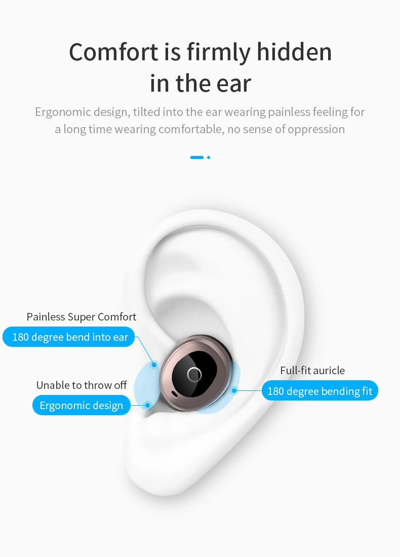 Беспроводные Bluetooth наушники с сенсорным управлением, Автоматическое Сопряжение IPX7, водонепроницаемые, стерео, для загрузки, Авто пара, наушники, скрытая Спортивная гарнитура