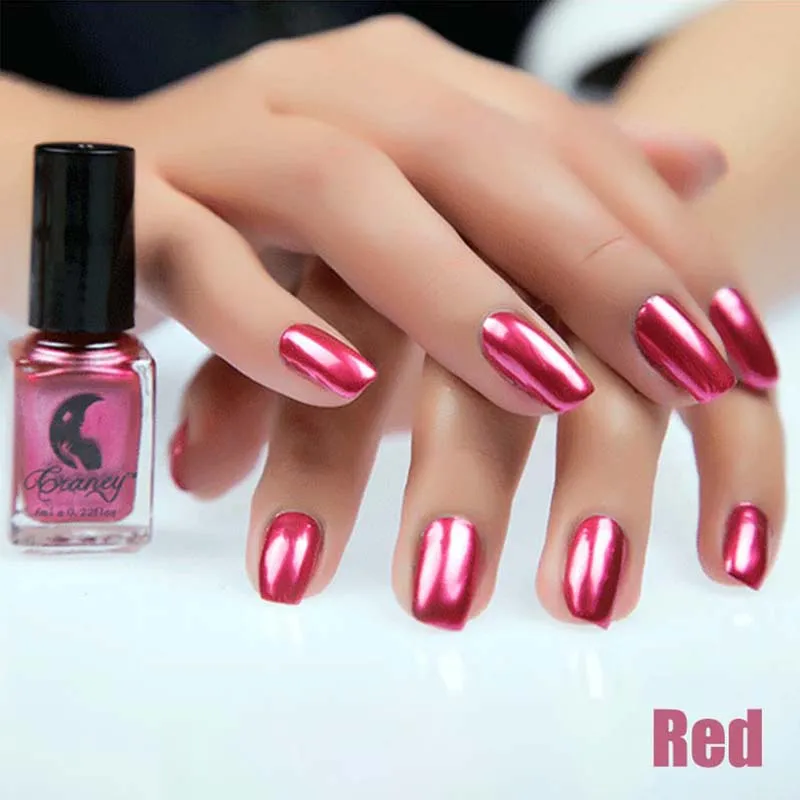 6 мл зеркальный эффект лак для ногтей металлик прозрачный фиолетовый розовый Золотой Серебряный хромированный лак для ногтей маникюрный лак - Цвет: red