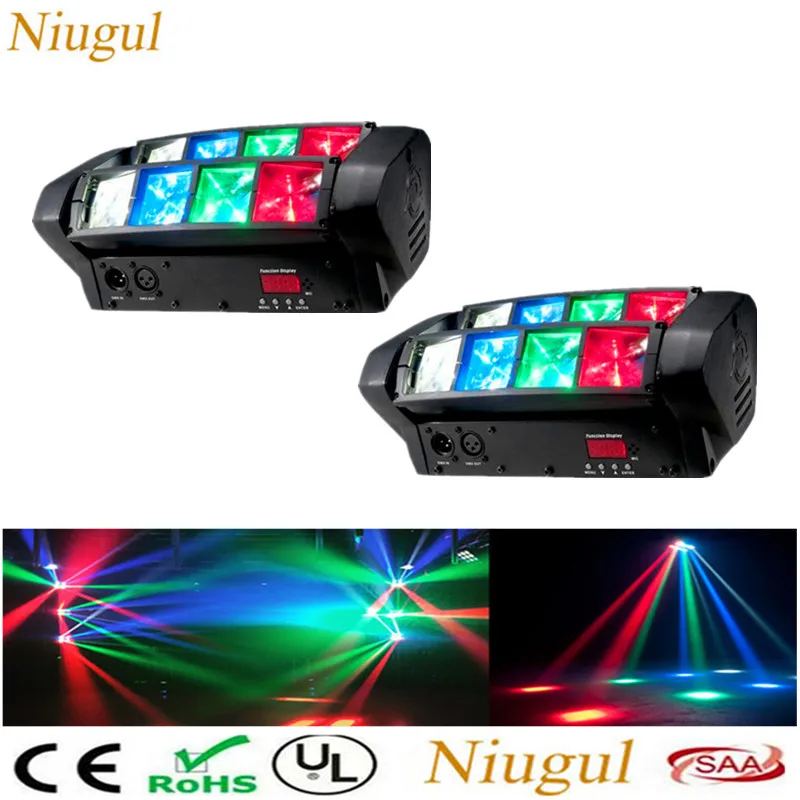

2pcs/lot RGBW Double Head 8x10W Mini LED Spider Light/DMX512 Auto Sound Music Control LED Beam Effect Stage Lights/DJ Equipment
